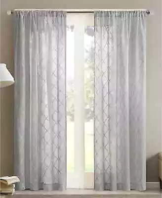 Madison Park Irina Geometric 50  X 84  Sheer Rod Pocket Curtain Panel - Grey • $16.48