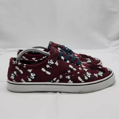 Disney Kid's Lace Up Mickey Mouse Allover Print Sneakers Burgundy Size 7 • $27