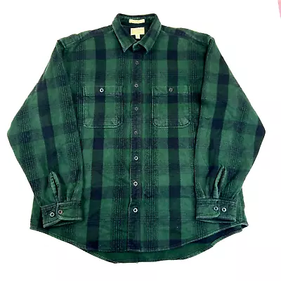 Cabelas Shirt Mens 2XL Tall Thick Logger Flannel Green Lumberjack Outdoor Good • $22.99