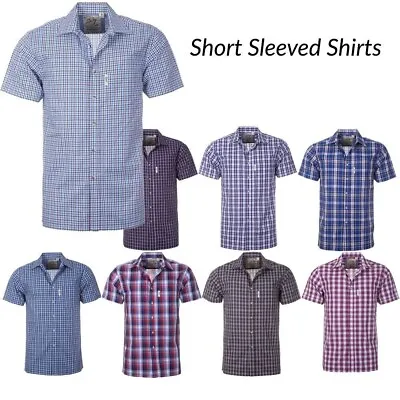 Men's Short Sleeve Shirts Country Check Pattern Rydale Shirt Cotton Blend • £16.99