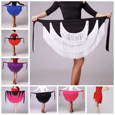 Lady Belt Skirt Asymmetrical Tassel Dancewear Latin Rumba Cha Cha Samba New • £22.85