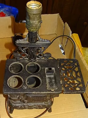 Miniature Antique Cast Iron Crescent Stove Lamp • $67.50