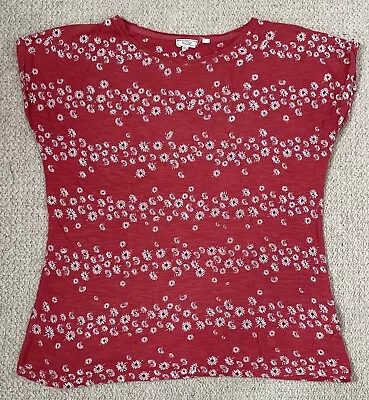 Women’s Fat Face Ivy Cranberry Red T Shirt Floral Daisy Print Size 12 Good Cond • £7