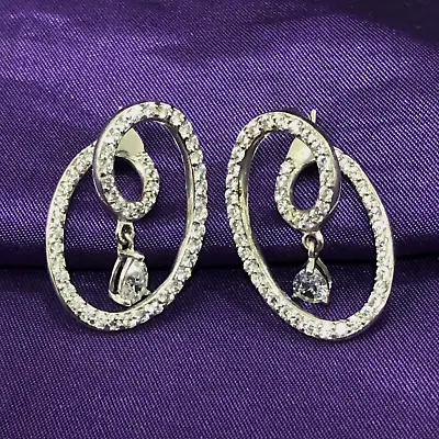 HSN Victoria Wieck Sterling 2CT Absolute CZ Swirl Earrings Pre-owned Jewelry • $2.14