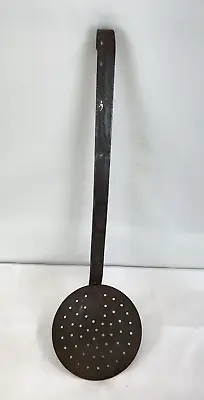 Metal Strainer Ladle 17  Rustic Farmhouse Skimmer Large Vintage • $19.95