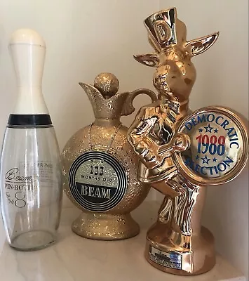 Jim Beam 1956 Royal Gold 1988 GOLD Democratic 1980'S Pin Bottle-ALL EMPTY! • $249