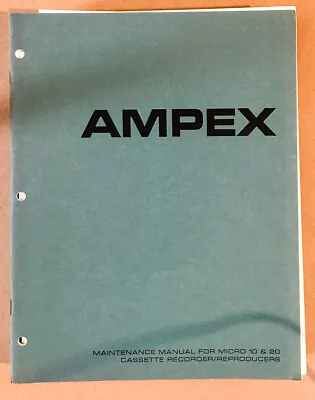 Ampex Micro 10 Micro 20 Cassette Player Service Manual *Original* #1 • $19.97