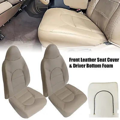 For 1999 2000 Ford F250 F350 Lariat Front Leather Seat Cover Tan & Foam Cushion • $150.49