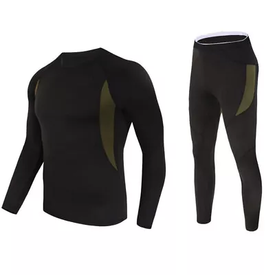 Winter Mens Merino Wool Long Sleeve Thermal Top+Long Johns Pants Underwear Warm • $32.31