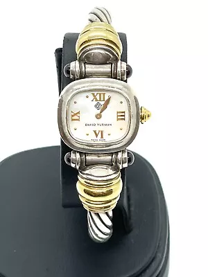 David Yurman 'Cable' Mother Of Pearl Watch Pink Tourmaline 18K Gold Silver Watch • $202.50