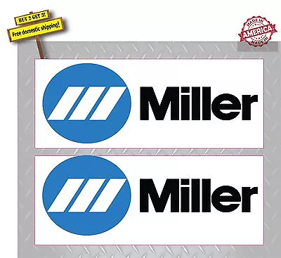 WELDER Miller Welder (2 Decals) White-Blue- Black Sticker  3.2  X 8.2  P88 • $7.19