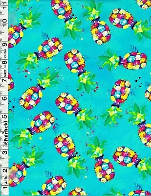 $15.99 • Buy Digital Print Party Animals Pineapples By 3 Wishes Fabric 