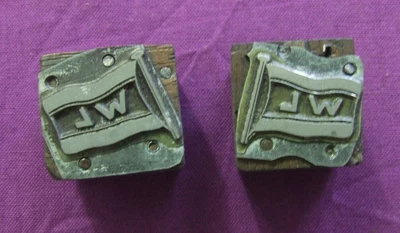 £3.99 • Buy Letterpress Printing Adana PAIR OF OLD FLAG BLOCKS Depicting W L Women's League?