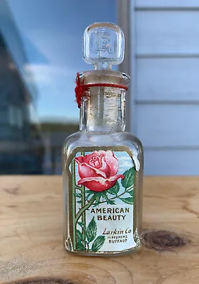 Larkin & Co  American Beauty  Glass Perfume Bottle Buffalo NY Antique • $99.95
