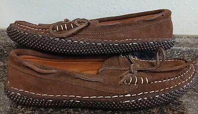 Men's US 12 Quoddy Coolside Brown Suede Leather Moccasin Slipper Shoes-NWOT • $97.75