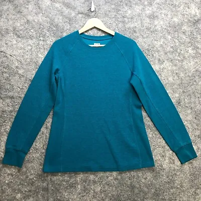 Duluth Trading Shirt Mens Small Teal Blue Thermal Cotton Stretch Long Sleeve Tee • $11.19