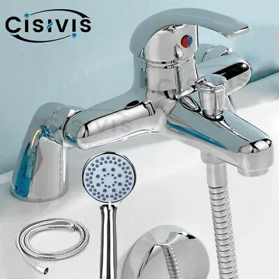 Modern Chrome Bath Filler Shower Mixer Tap With Multi Mode Shower Head Bathroom • £22.99