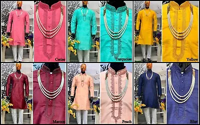 Classic Wedding Bollywood Readymade Malbari Ethnic Kurta Pajama For Men's 16-SP9 • £22.49