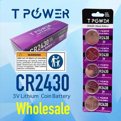 Tpower CR2430 3V Cell Coin Lithium Button Battery DL2430 ECR2430 Wholesale • $4.94