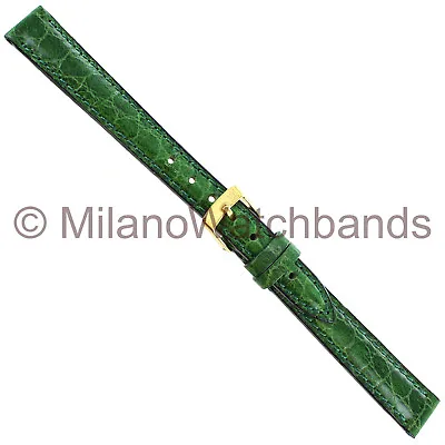 12mm Morellato Crocodile Grain Green Padded Leather Ladies Watch Band 751 • $22.45