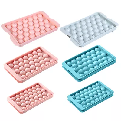 Ice Cube Tray With Lid Round Ice Ball Maker Mould Easy-Release Ice Cube Moulds • £4.52