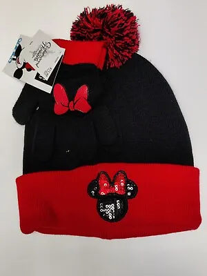 Disney Minnie Mouse Kids Beanie Hat And Gloves Set One Size • $17.93