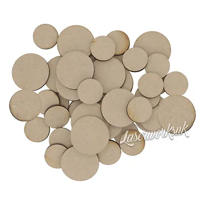 Wooden MDF Round Circle Shapes - MDF Craft Embellishments Tag Blank Decoration • £2.95