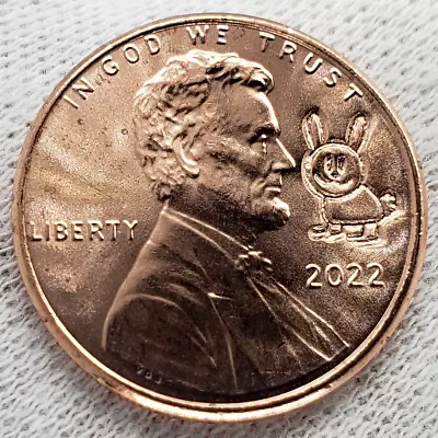 2022 Lincoln Cent Penny Hopper Easter Bunny Rabbit Counterstamp Gift Lucky Coin! • $1.99