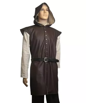 LARP Medieval Faux Leather Surcoat Armour Rogue Thief Black Brown REDUCED • £19.99