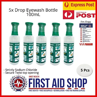 Eyewash Solution With Eye Bath 5x BOTTLES 100ml Irrigation - First Aid Supplies • $54.95