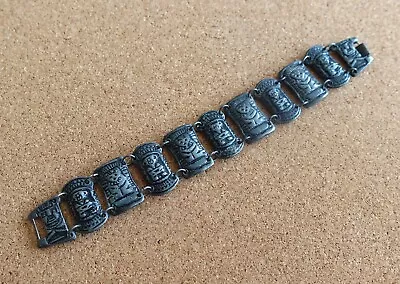 Vintage Bracelet 900 Coin Silver Aztec Mayan Columbian Peruvian Link Souvenir • $42.99