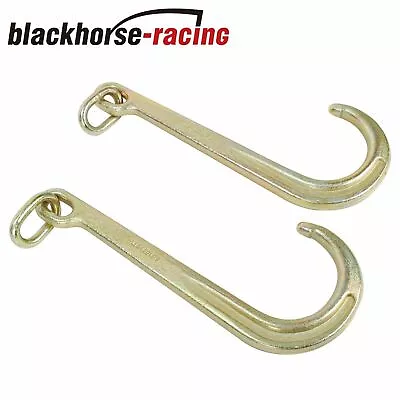 (2)15  Inch J Hook With Chain Link Tow Axle Strap Wrecker Clevis WLL G70 5400LBS • $35.49