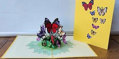 Luxurious 3D Pop Up Butterfly's Garden Card.(Birthday Get Well Thank You) Blank • £3.99