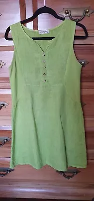 Terzo Millenio Italian 100% Linen Lime Green Dress S • $15