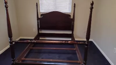 Vintage Wooden Full Size Four Poster Bed - (LOCAL PICKUP ONLY - NORTHEAST OHIO) • $750