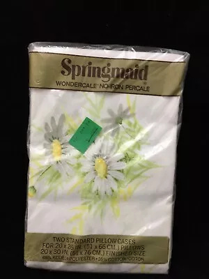 Vintage Wondercale By Springmaid Daisy Floral Standard Pillowcases Set Of 2 New • $17.99