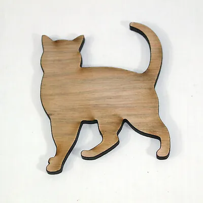 Halloween  Cat Wooden Shapes Standing Laser Cut Plywood Small Animal Crafts 50mm • £3.05