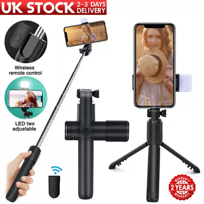 Fit IPhone Samsung Telescopic Selfie Stick Bluetooth Tripod Monopod Phone Holder • £6.65