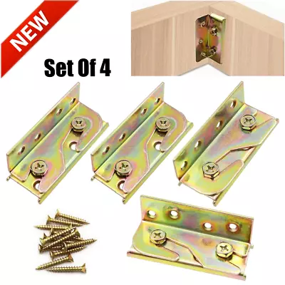 4 Set Bed Frame Rail Brackets Fitting Woodworking Accessories Connector Hardware • $18.99