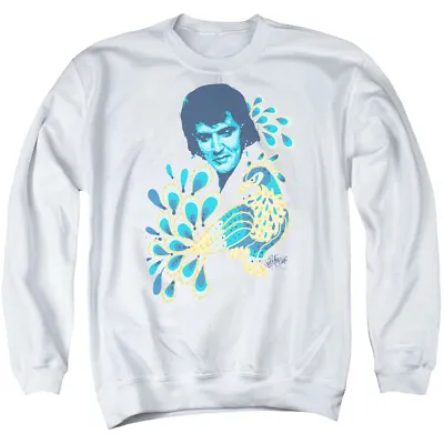 Elvis Presley Peacock Crewneck Sweatshirt Licensed Music King Of Rock White • $24.49