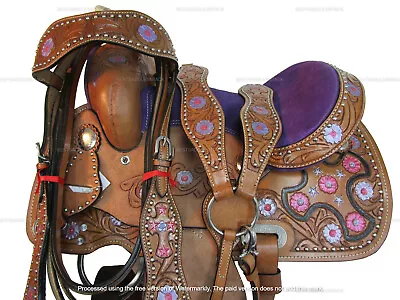 Cross Tooled Kids Western Saddle Barrel Racing Pleasure Youth Tack Set 10 12 13 • $266.59