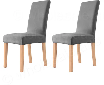 $26.95 • Buy 2-8PCS Velvet Dining Room Chair Seat Covers Stretch Kitchen Chairs Slipcover 