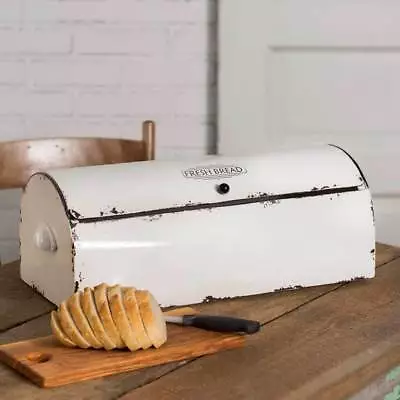 Vintage White Metal Kitchen Bread Box Storage Bin Farmhouse Style Container New • $82.95