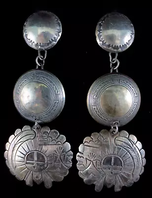 Vintage Hopi Earrings - Sterling Silver Kachina • $189