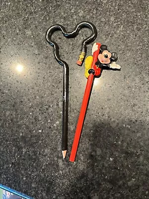 Vintage Disney Applause Mickey Mouse Pencil W/ Topper Black Mickey Icon Pencil • $4