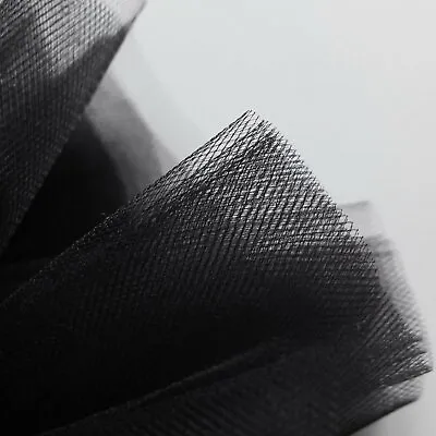 Black Fine Tulle Fabric 300cm Wide - By The M - Net For Prom Veil Underskirt • £5.25