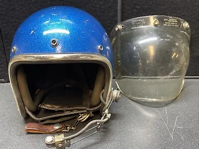 Vintage Arthur Fulmer Af40 Blue Metal Flake Open Face Helmet Bell Buco Bubble • $79.85