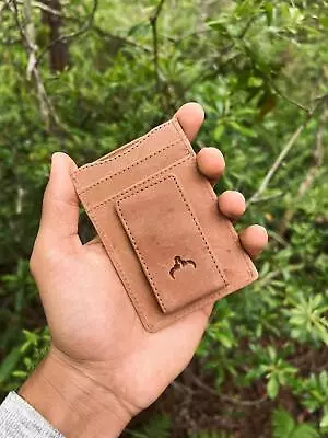 Genuine Leather Money Clip Front Pocket Wallet With Magnet Clip And Card ID Case • $10.99