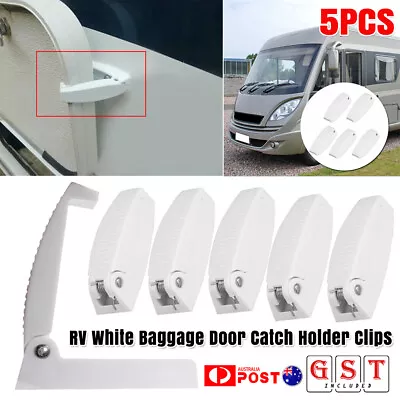 5/10 RV White Baggage Door Catch Holder Clips Latch For Camper Trailer Motorhome • $15.16