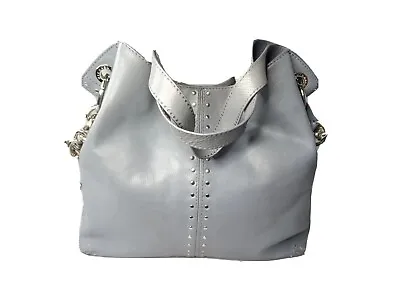 Michael Kors Uptown Astor Large Hobo Pale Blue Leather Shoulder Bag Silver Studs • $72.25